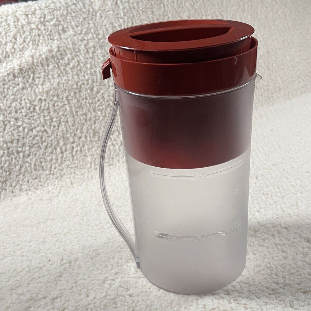 Mr. Coffee Iced Tea Maker 2 Qt Frosted Pitcher w/ Brew Basket & Lid RED
